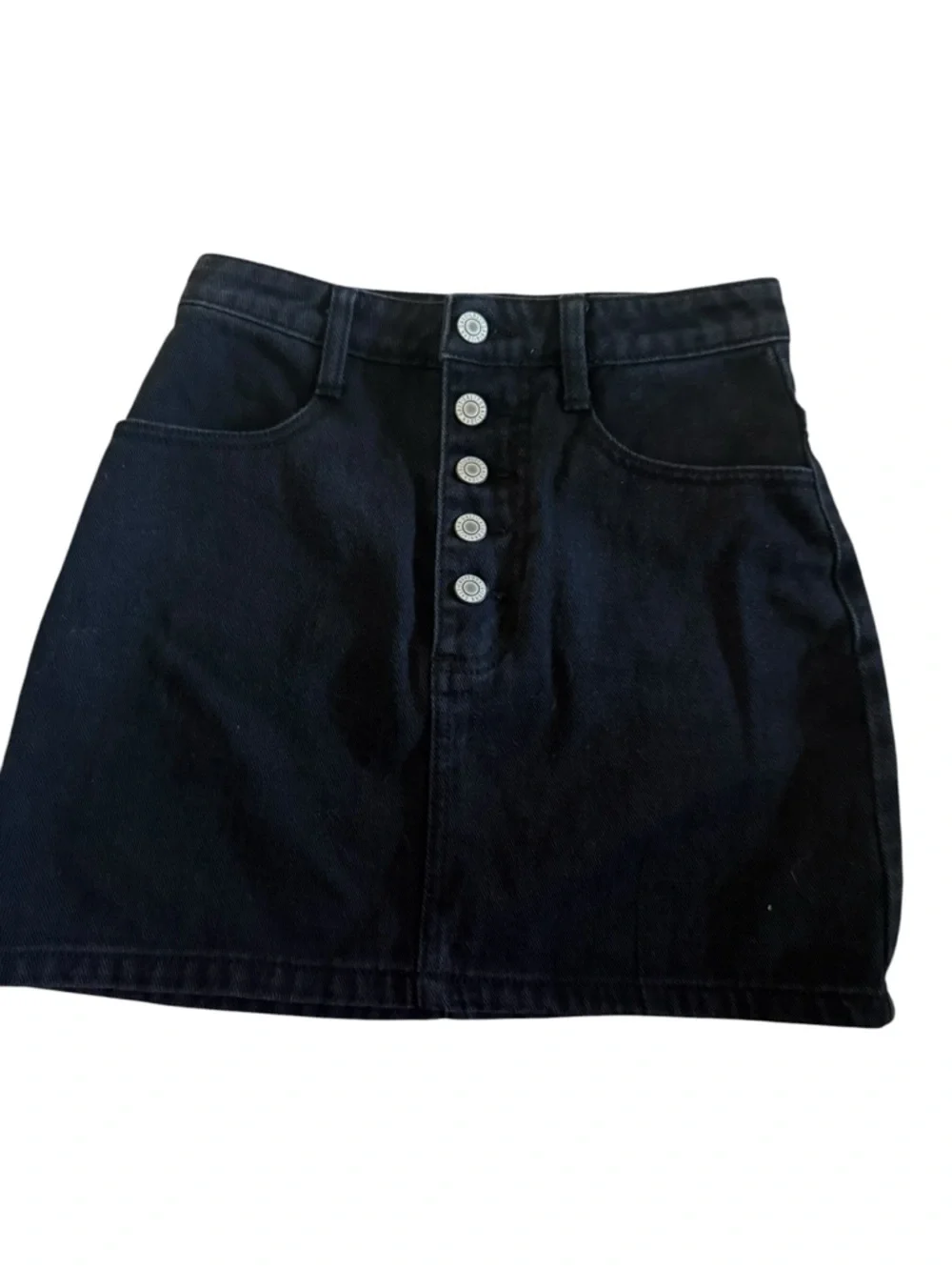J. Galt Black Button-Front Mini Skirt